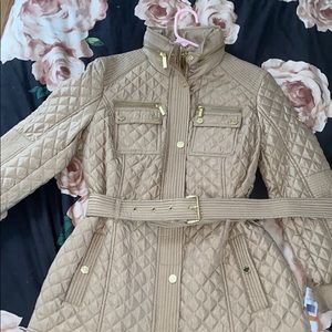 Puffy, Beige, Gold buttons & silky soft material!